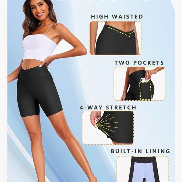 Ekouaer 8.5" Board Shorts High Waisted Swimsuit Bottoms Beach Surf XL NEW - Picture 2 of 12